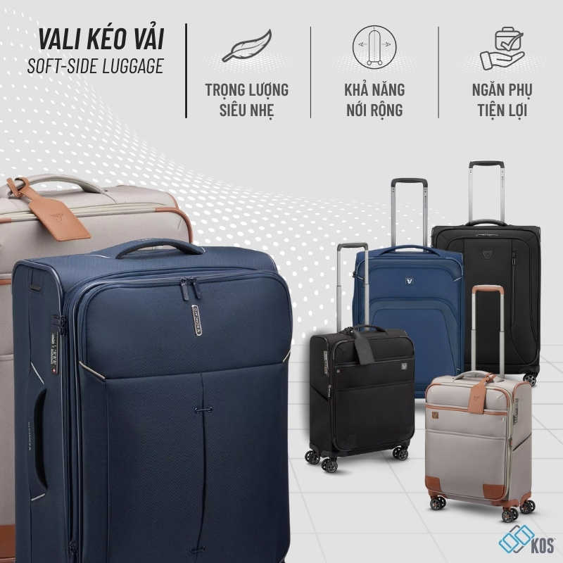 Vali k&eacute;o tại KOS với c&aacute;c d&ograve;ng vali chất liệu vải cao cấp