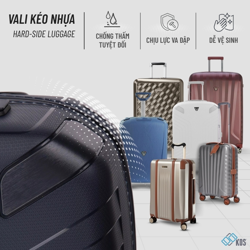 Vali k&eacute;o tại KOS với c&aacute;c d&ograve;ng Vali k&eacute;o nhựa cao cấp